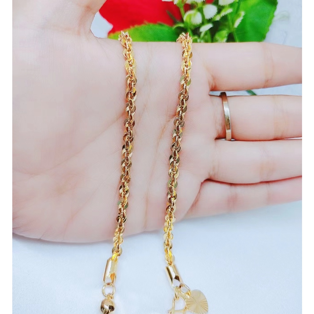 Gelang Xuping Rantai Polos Lapis Emas 24k Perhiasan Wanita D008/009/010