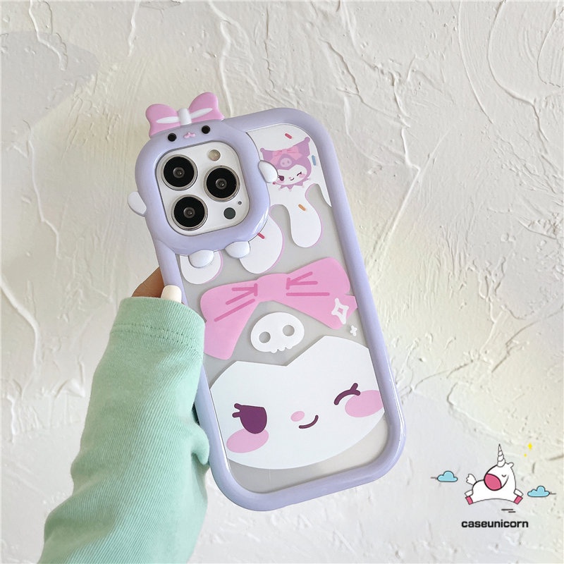 Casing Kuromi Kartun Cantik Case Realme C33 8 8i 8pro 7 9 9pro+C25 C21Y C25Y C11 C15 C30 C25s C35 C31 C21 C2 C1 C3 C17 Realme 5 6i 9i 5 7i Kartun 3D Busur Monster Kecil Lensa Soft Cover