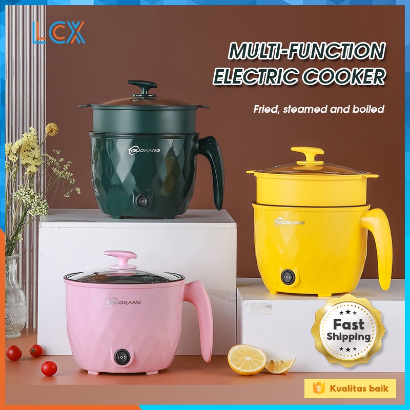 LCX Panci Listrik Multifungsi Free kukusan / Steamer Stainless Lapis Keramik Teflon cooking pot Elektrik VS-1854