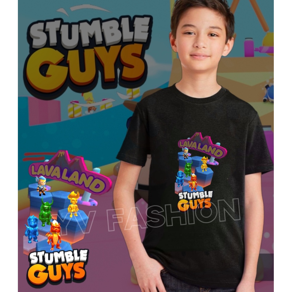 Atasan Baju Kaos Anak Stumble Guys Lava Laki Laki Perempuan Umur 2 - 10 Tahun K209