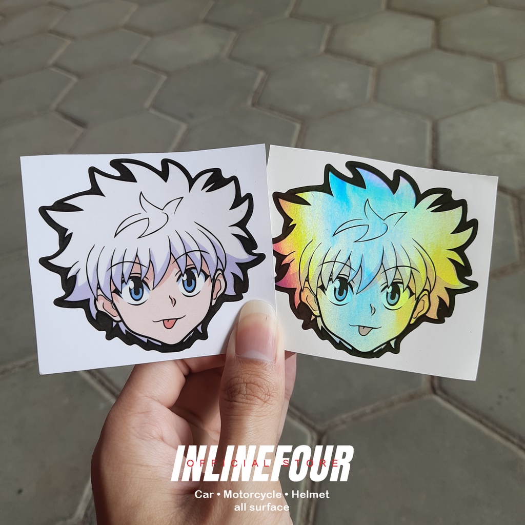

Sticker Hologram Anime - Stiker Killua Hunter x Hunter - Wibu Jepang ukuran 8 cm - Untuk Laptop Case Hp Koper Helm Imut Lucu