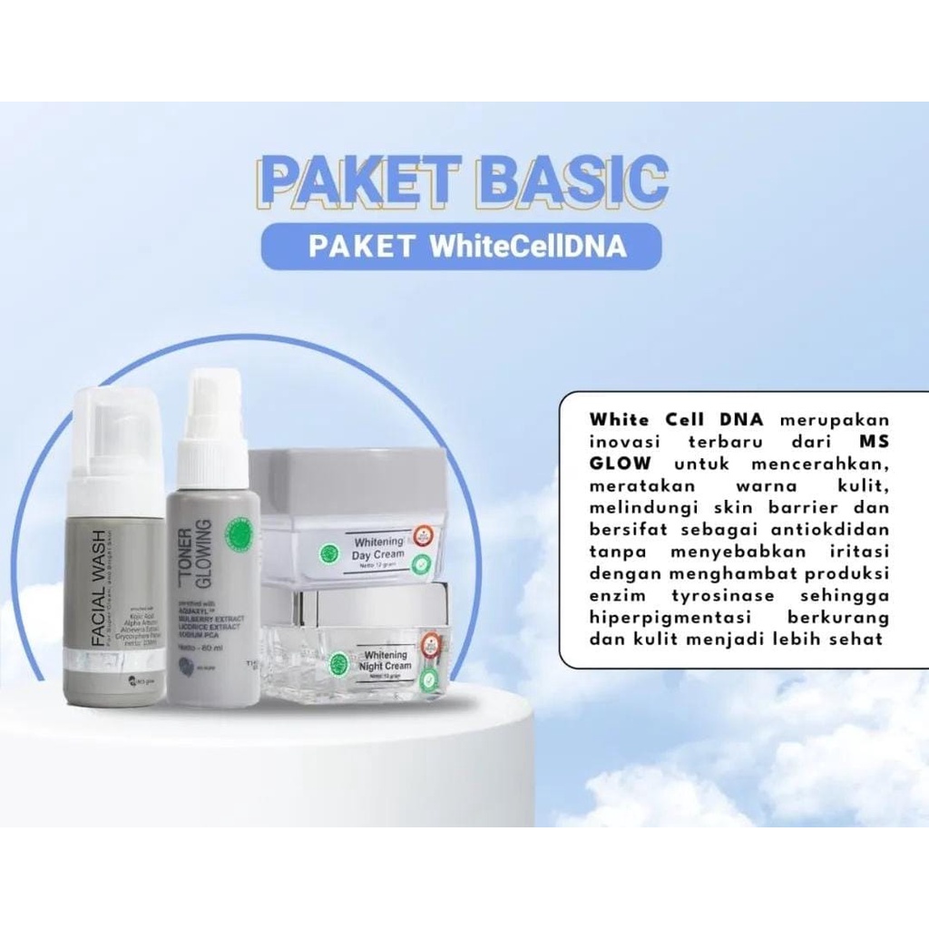 MS GLOW Paket White Cell DNA - Paket Wajah White Cell DNA - Cream Ms Glow White Cell DNA BPOM - Pake