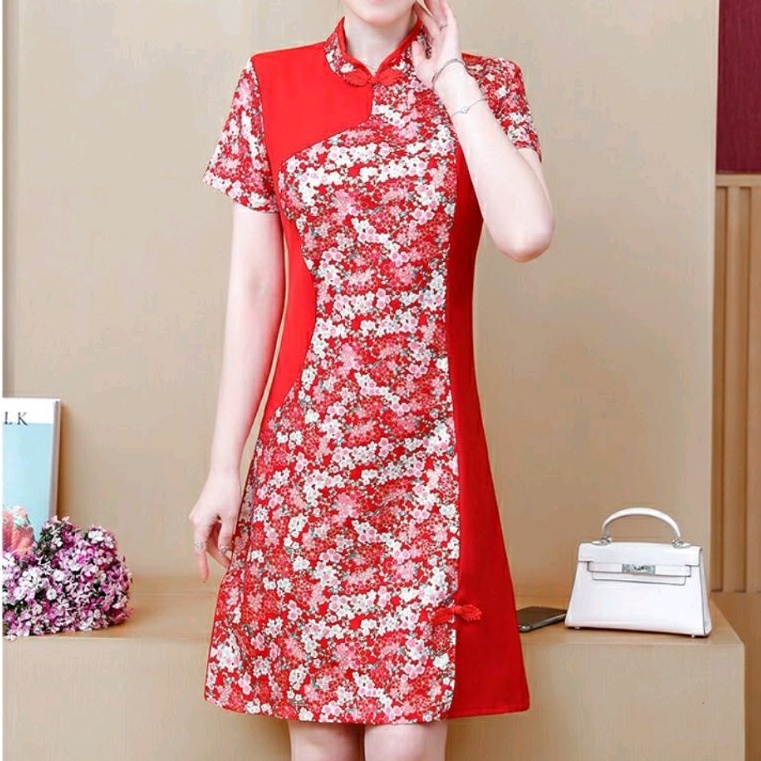 0993 Baju minidress mini dress gaun Imlek CNY CHEONGSAM dres Korea Korean style wanita premium impor