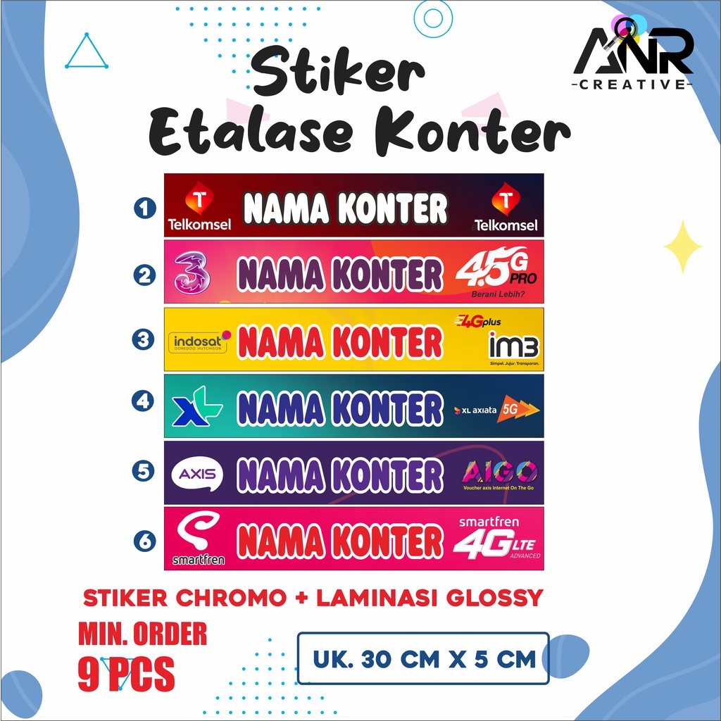 Stiker Etalase Konter / Stiker counter / Stiker konter Murah / Aksesoris Konter+Laminasi Glossy ( MIN ORDER 9 PCS )