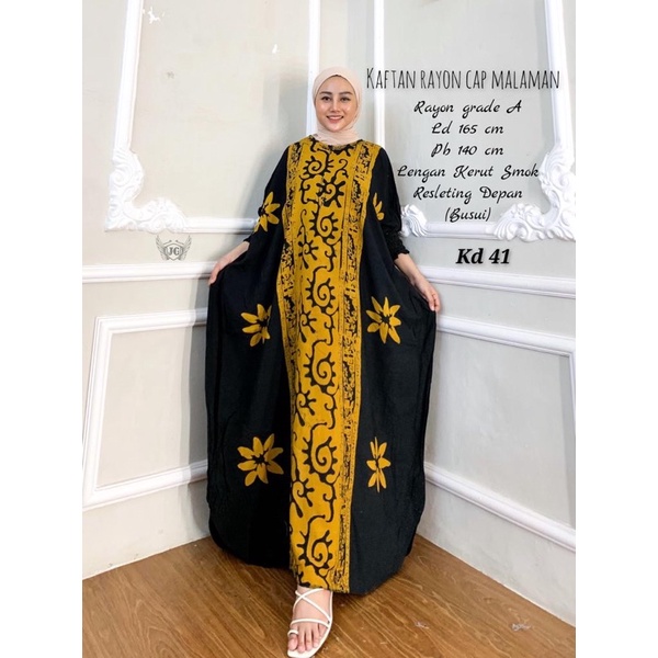 Gamis Kaftan Wanita Twill Rayon Premium Batik Malaman Pekalongan Original