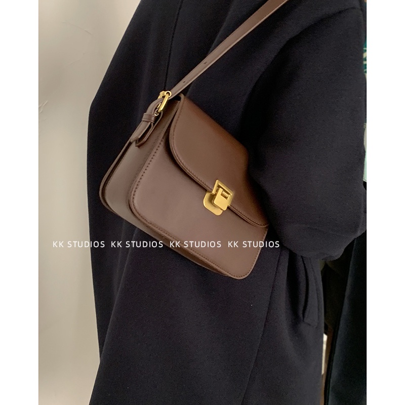 Suhao French niche tas ketiak wanita 2021 baru fashion trendi retro tas persegi kecil high-end tas messenger gaya asing