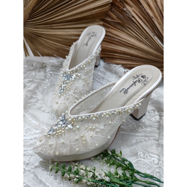 sepatu wedding alena broken white 9cm tahu