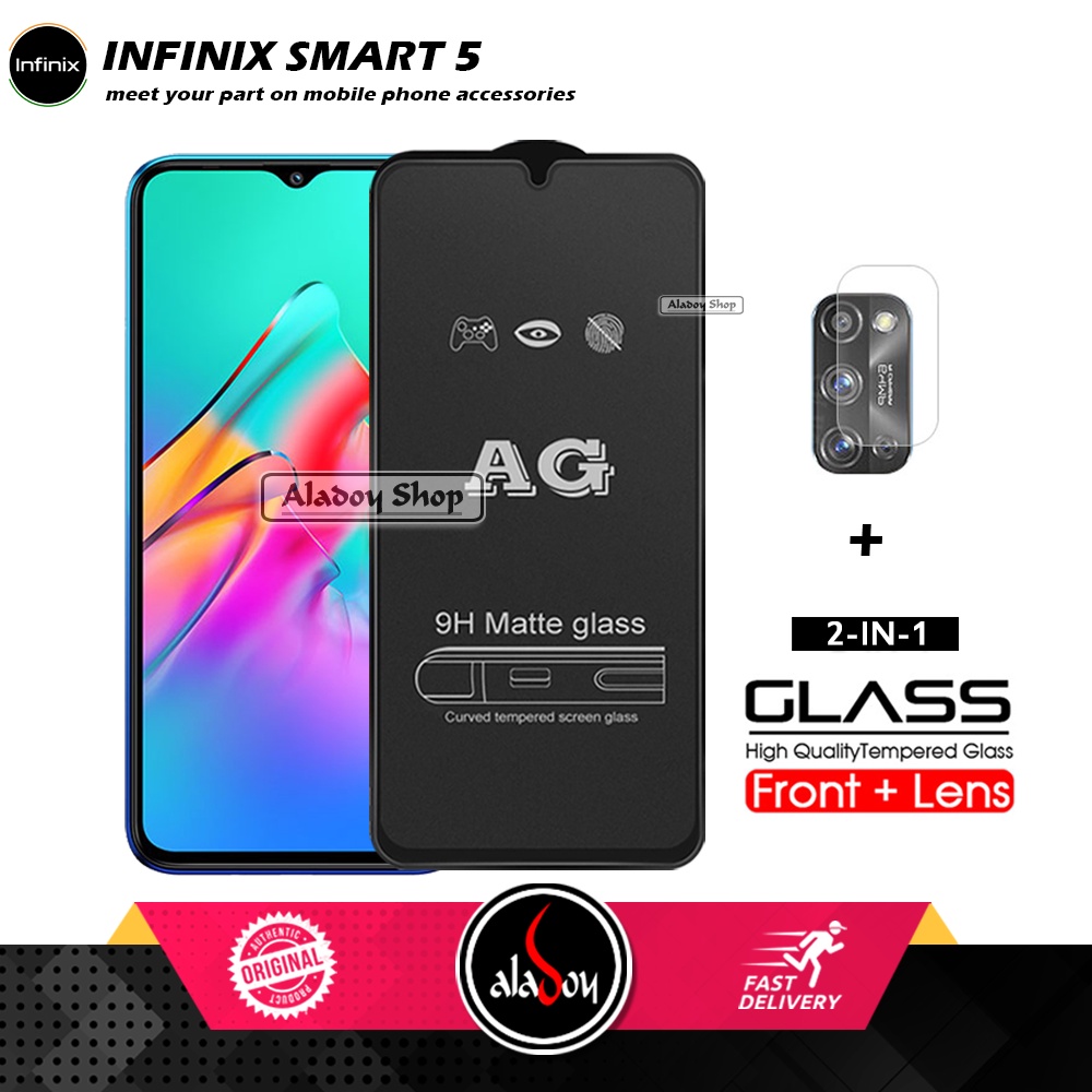 Infinix Smart 5 PAKET 2IN1 Tempered Glass Matte Anti Glare Full Layar dan Tempered Glass Kamera