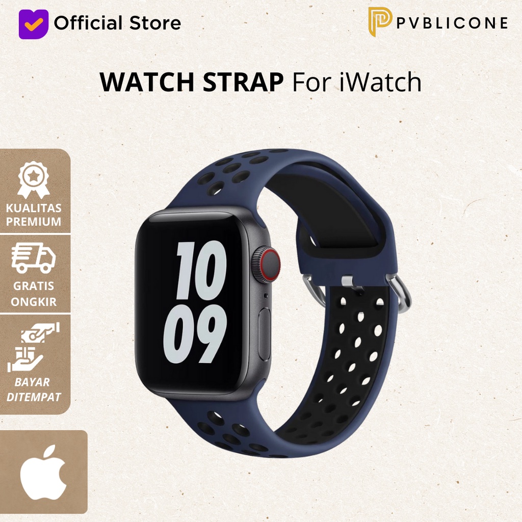 Original Strap Apple Watch Sport Band Silicone Rubber iWatch 42mm/44mm/45mm Premium Kekinian