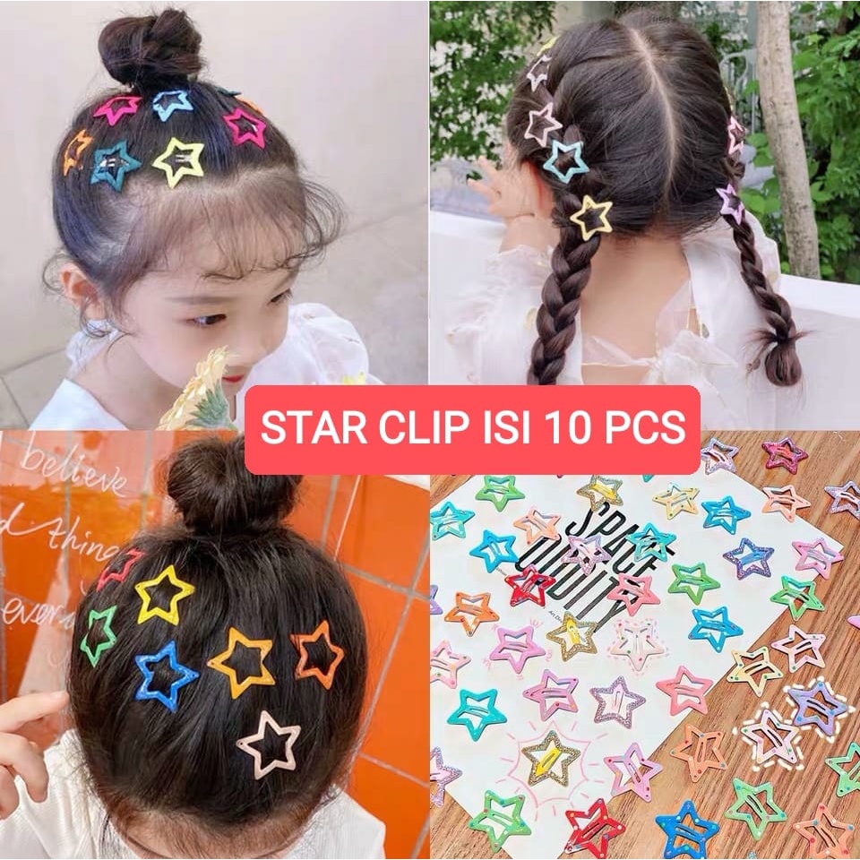 STAR CLIP ISI 10 PCS JEPIT RAMBUT ANAK CEWEK KOREA IMPORT FASHION