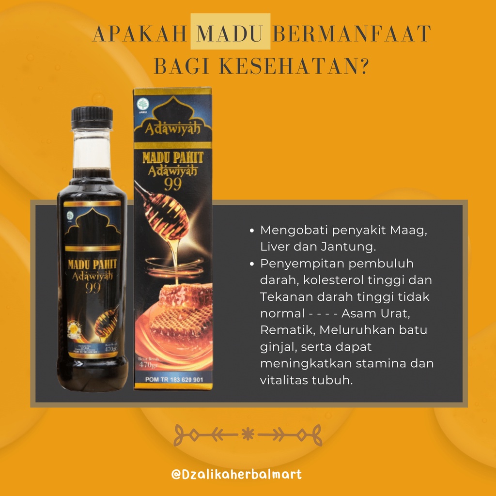 MADU HITAM MADU PAHIT ADAWIYAH99 | ORIGINAL  470gr PLUS INSULIN PROPOLIS