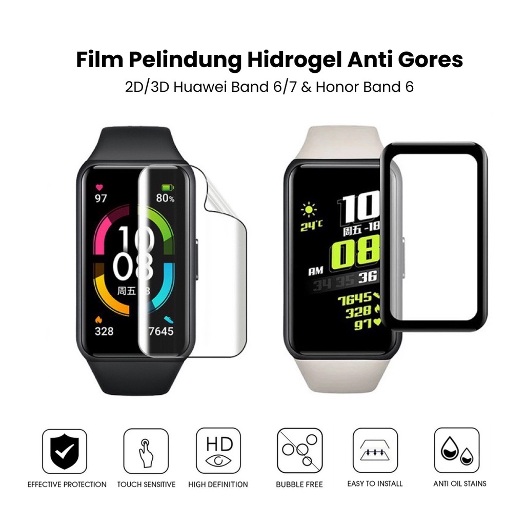 Anti Gores Huawei Band 6 7 / 3D Screen Protector Huawei Band/ Honor Band 6 Protective Film Hydrogel