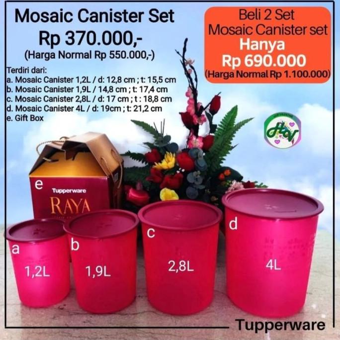 toples Tupperware Mosaic Canister Set Raya Mosaic Canister
