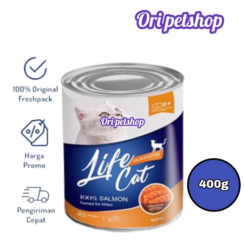 Life Cat Kaleng Kitten Salmon Makanan Basah Kucing 400 gram
