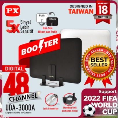 Antena TV Digital Analog Indoor Dinding DVB T2 01 Booster PX UDA-3000A  jaringan kuat dan jauh berkualitas dan murah