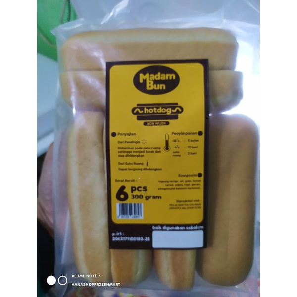 

Roti Hotdog isi 6 pcs Madam Bun