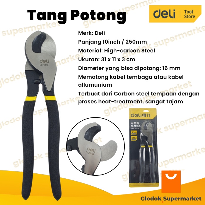 Tang Potong Kabel 10 inch Cable Cutter Deli DL20138 250mm