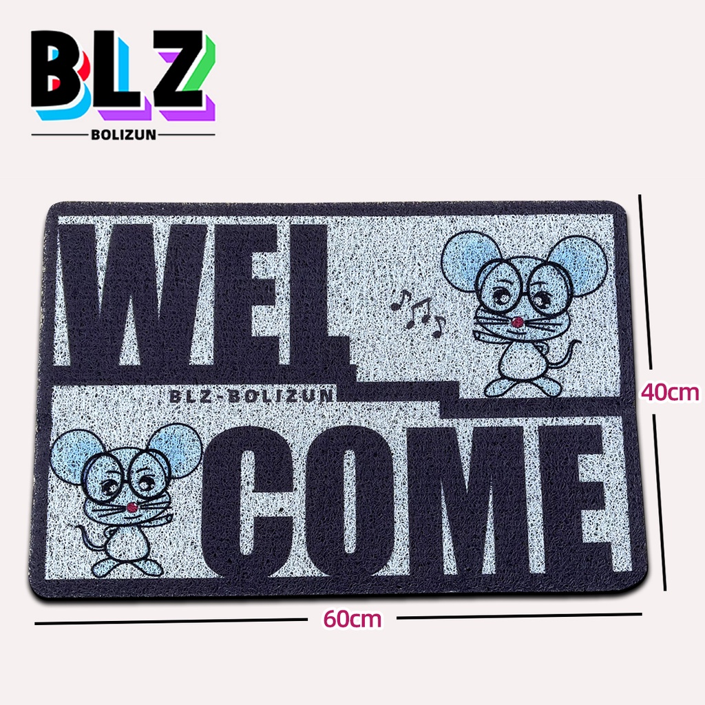 Bolizun Keset Karpet PVC Mie Bihun MOTIF KARTUN TIKUS Welcome New 40 x 60 Full Printing