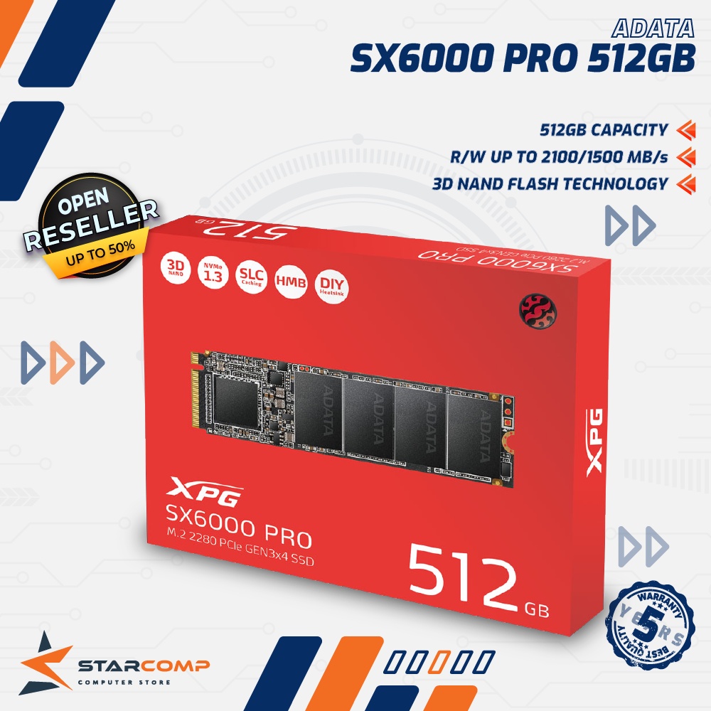 Adata XPG SX6000 Pro 512GB  / 1TB M.2 2280 Internal SSD PCIe NVME SX 6000