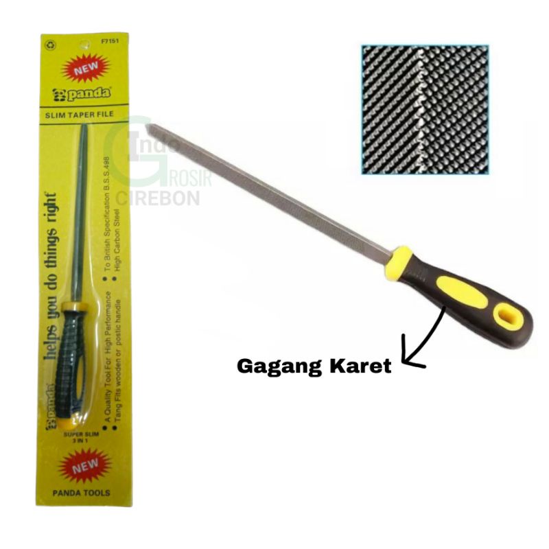 Kikir Segitiga 4 inch Gagang Karet Taper Slim Files 4&quot; Asahan Gergaji Panda