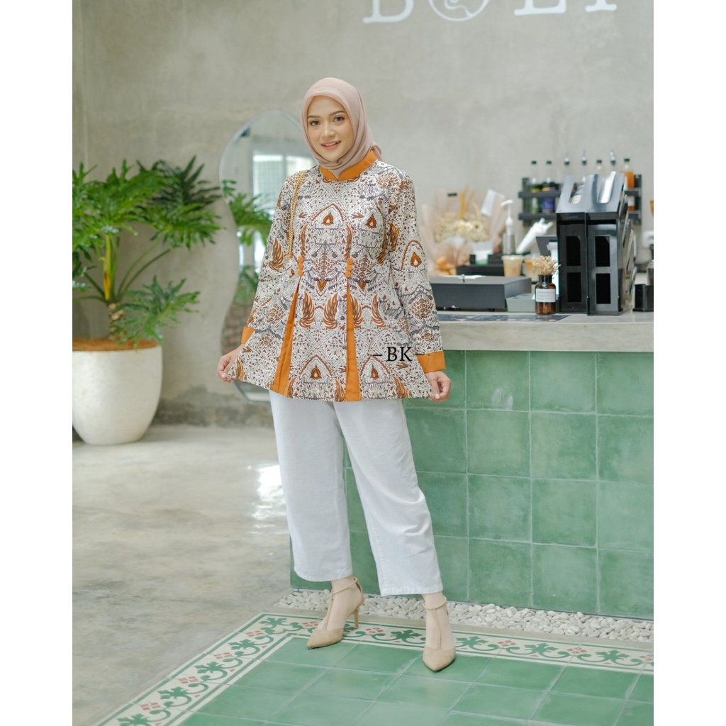 Blouse Batik Baju Batik Wanita Modern Atasan Batik Kerja Wanita Tunik Batik Kantor Seragam Batik M L XL XXL