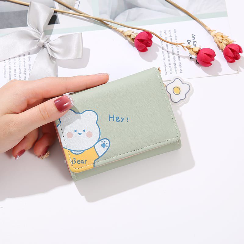 DW-08 Dompet Lipat Wanita Mini trendy Bear Hey