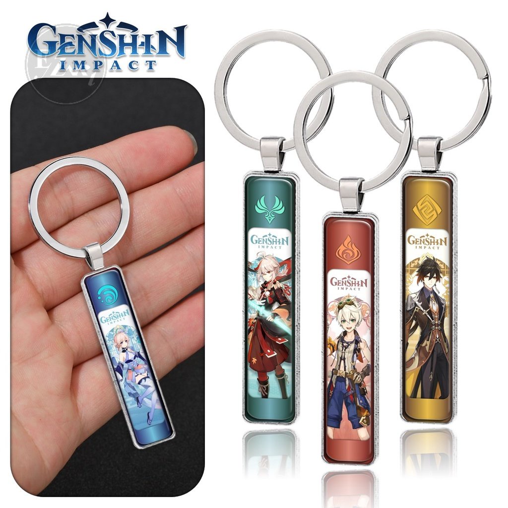 [EZArt] GANTUNGAN KUNCI GANCI ANIME KARAKTER HERO GENSHIN IMPACT LIONTIN PERSEGI KACA CEMBUNG