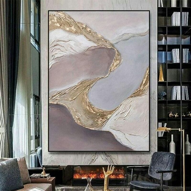 Lukisan Abstrak besar dinding ruang tamu 150 x 70 cm