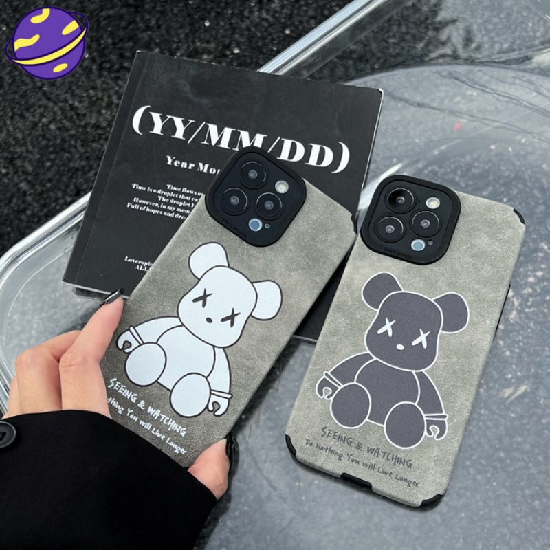 Casing Soft Case Bahan Suede Desain Violent Bear Untuk IPhone 14 13 12 11 Pro MAX 14 Plus