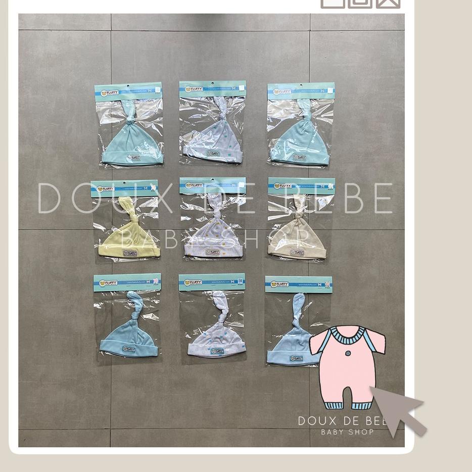 ⇻ Fluffy Topi Bayi Kuncung Newborn 0 - 3 bulan Warna Biru / Kuning / Hijau (Tosca) ☐