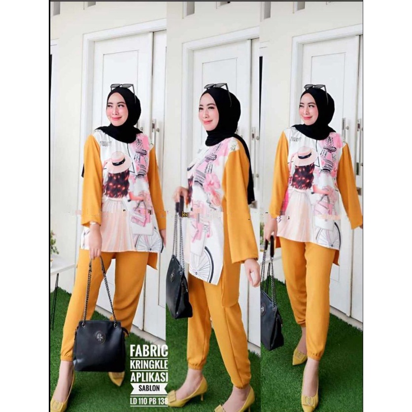 SUBLIM JEVA SETELAN ONESET WANITA PREMIUM AIRFLOW CRINCKLE DEODORA RAYON