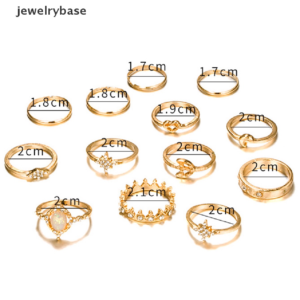 13 Pcs / set Cincin Buku Jari Aneka Bentuk Warna Silver Untuk Wanita