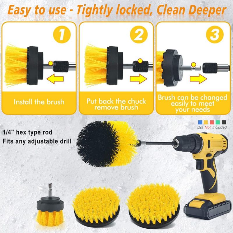 Nuansa - Mata Bor Sikat Pembersih Kepala Sikat Bor Listrik Drill Brush Cleaning Head 6 Pcs 3 Pcs Kuning Biru Hitam