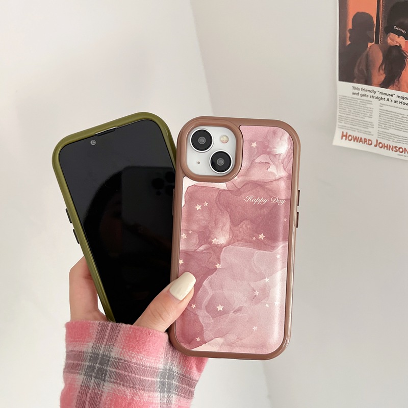 Case hp iPHONE 11 12 13 14 Pro Max 14 Plus iPhone  XR XS Max pink Gradasi Untuk HP girl women fashion star sky moon