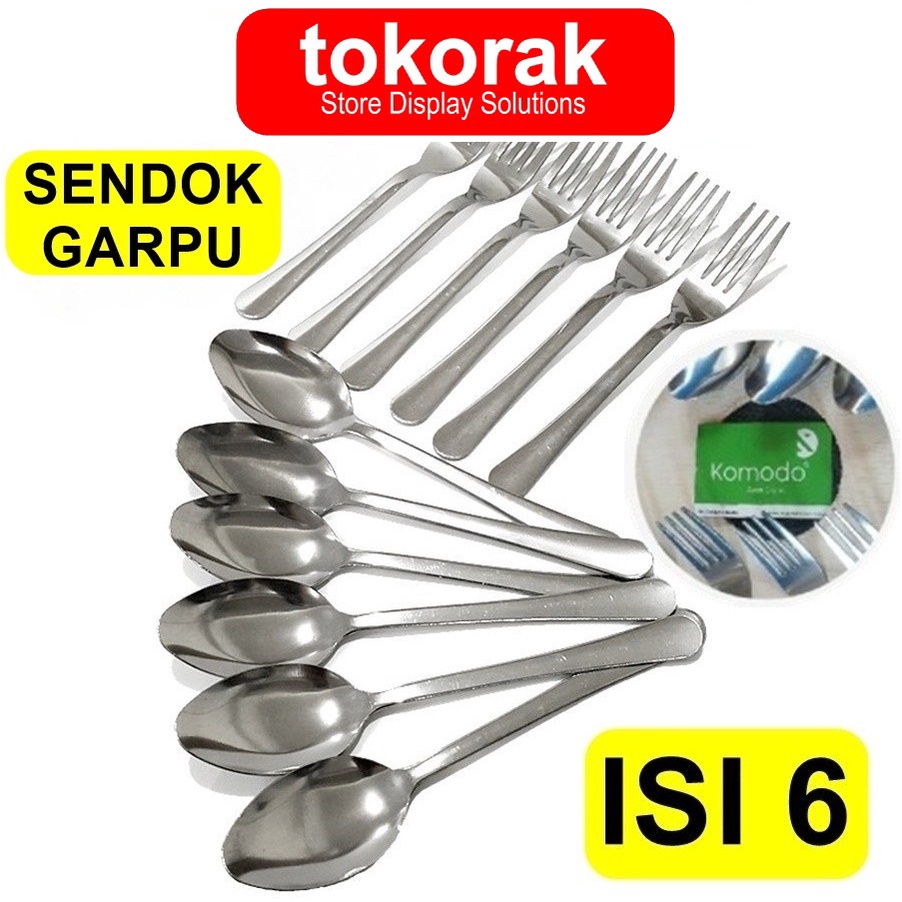 KOMODO SENDOK GARPU MAKAN STAINLESS TEBAL ISI 6PCS SENDOK GARPU GLOWSY