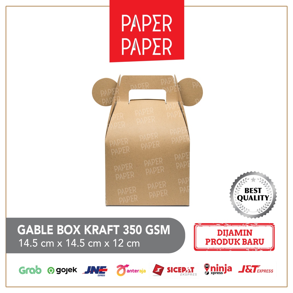

Gable Box 14.5X14.5X12 - Kraft 350 gsm - Polos - Baru - Murah