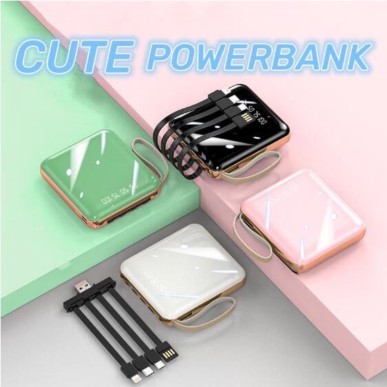 Power Bank Colorful Mini Size Fast Charging Real Capacity 20000mAh External PowerBank Pocket Portable Mobile Phone Pawerbank with Micro USB Type C Multiple Charger Xiaomi Iphone Samsung Huawei LED Light Power Bank