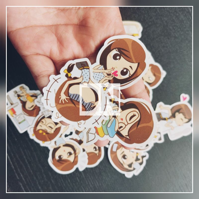 

isi 21 pcs stiker kertas alice girl sticker glossy karakter line alice girl cute