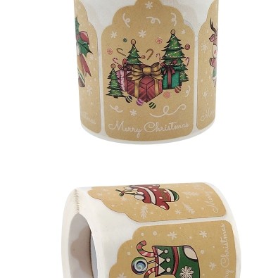 

xmas sticker roll 4x6cm 300pc / tempelan stiker hiasan bingkisan natal persegi / label hamper