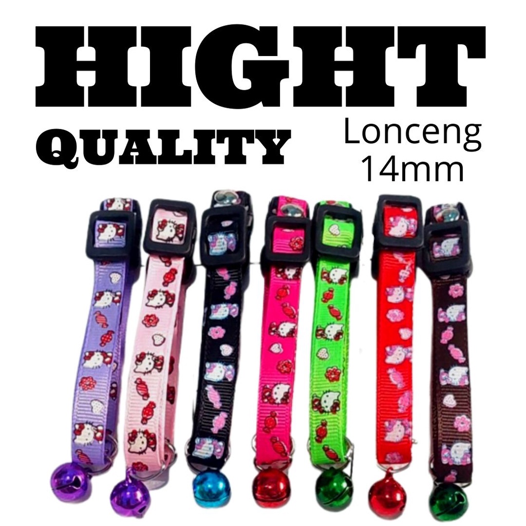 Tali Kalung Leher Cats Kucing Motif Hello Kitty Lonceng 14mm Hewan Peliharaan Anabul FEZONE