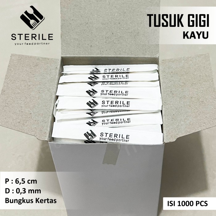 Tusuk Gigi kayu bungkus kertas isi 1000 tusuk gigi bambu steril kertas