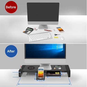 TG - AE MJH Meja Laptop Desk Monitor Stand with Wireless Charging and USB Port - 6052