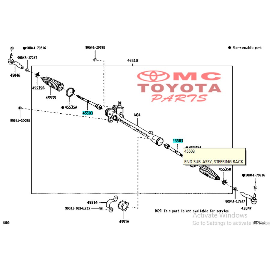 Rack End Long Tierod Tie Rod Rush Terios All New 45503-BZ210