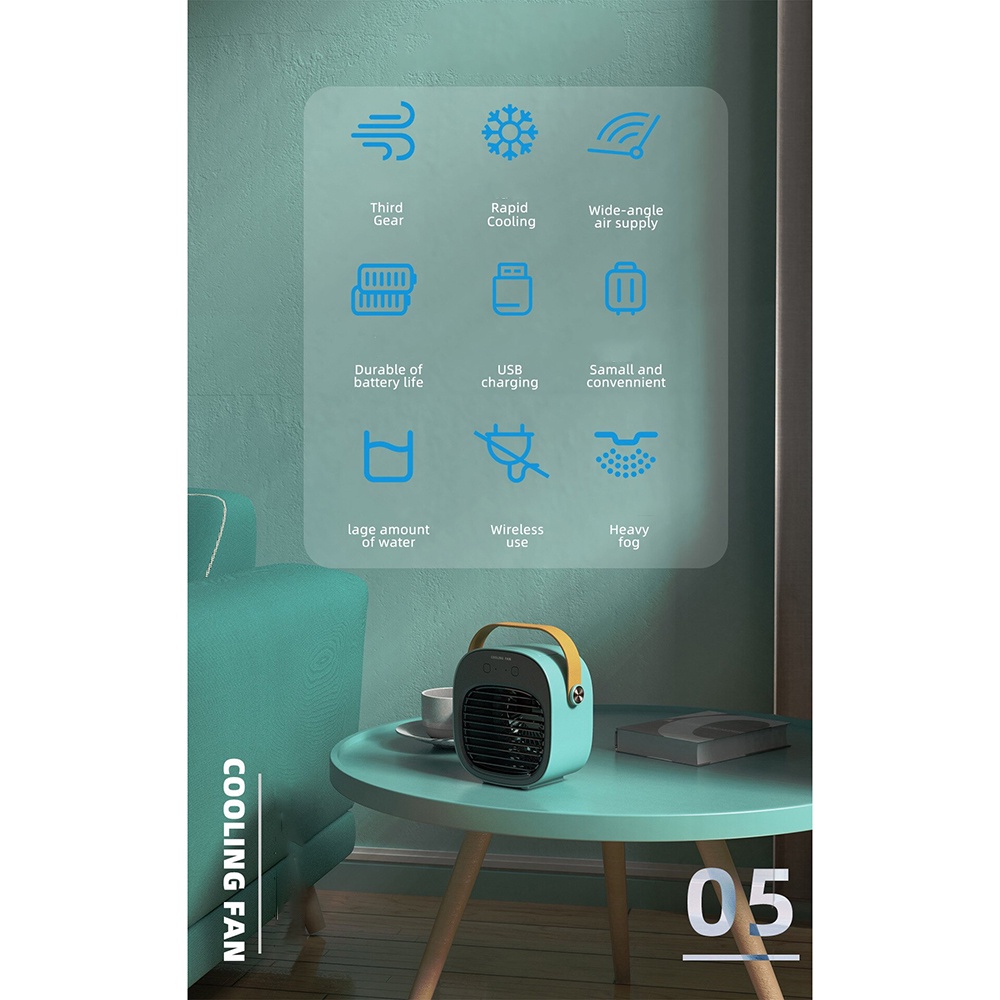 JENNIOEM Kipas Cooler Pendingin Ruangan Mini Air Conditioner AC Arctic - F12 - Green