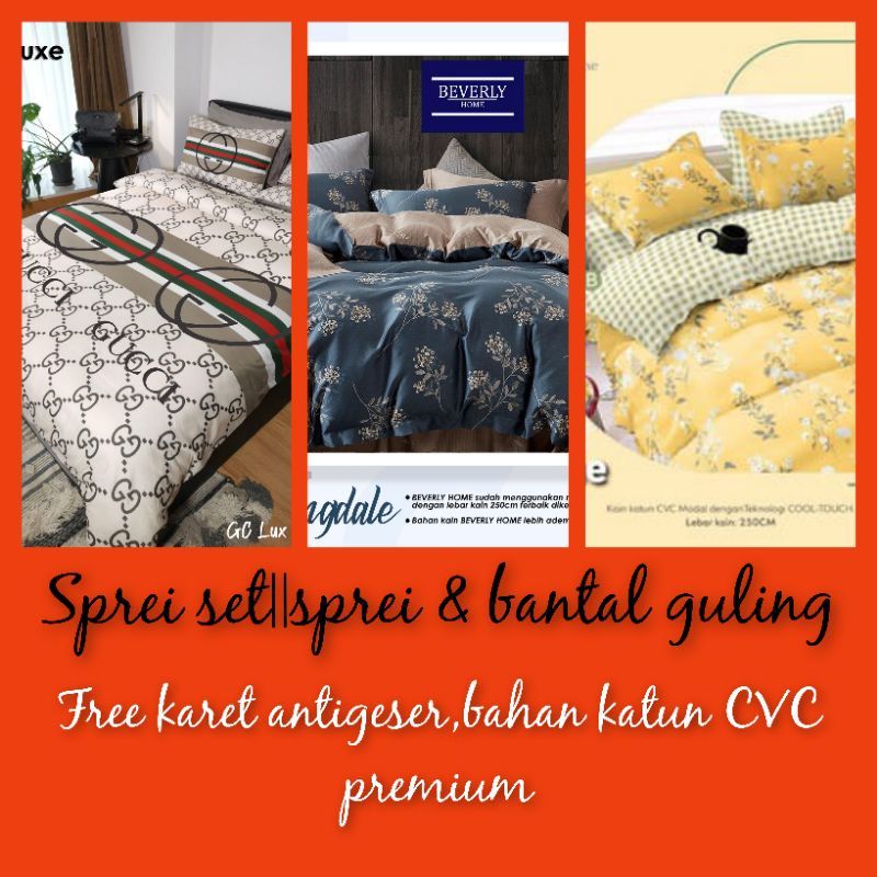 sprei+bantal guling||180x200x30~200x200x30/free karet antigeser