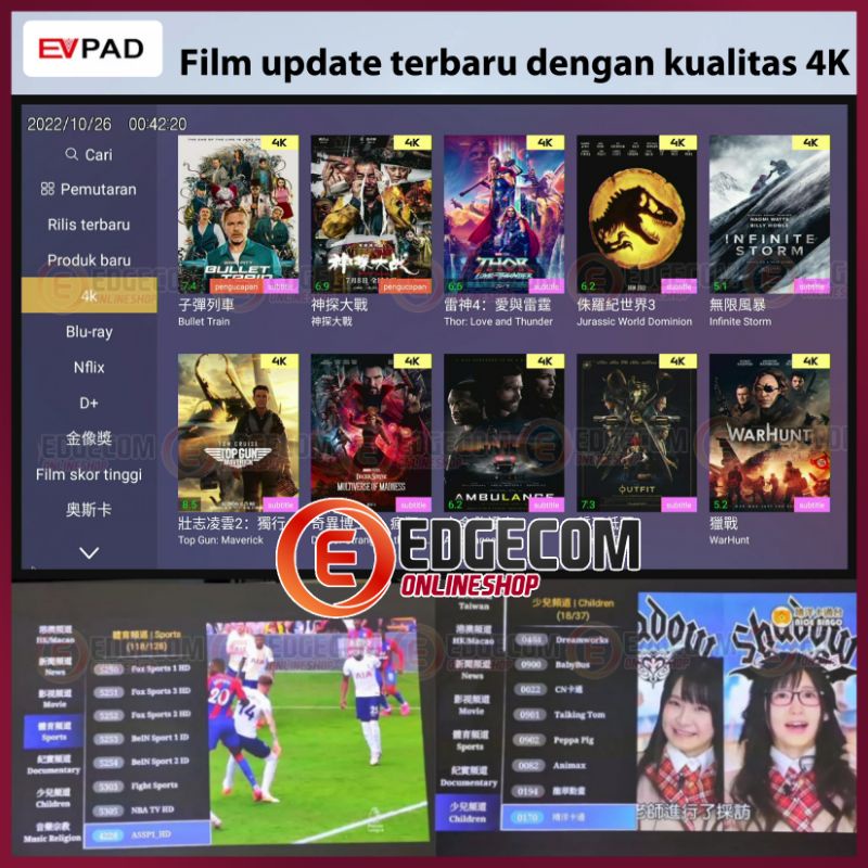 EVPAD 6P ANDROID TV BOX V 10 4GB+64GB 6K Versi Terbaru / SMART TV BOX