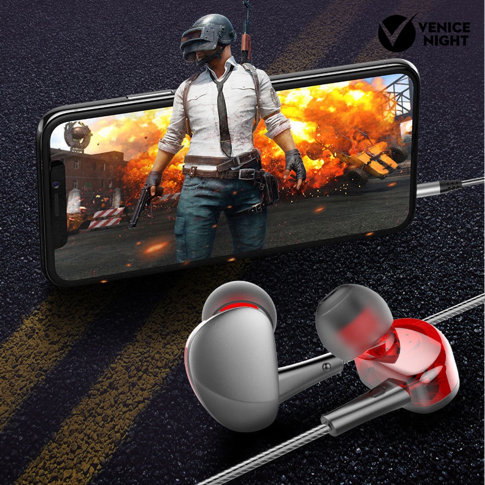 (VNEP) (Berkabel) 3.5mm Plug Universal In-Ear Earphone Heavy Bass Sports Headphone dengan Mic