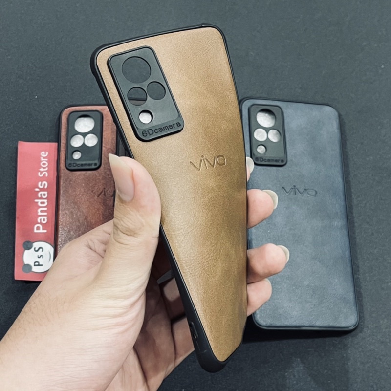 Leather Case Vivo V21 5G Softcase Kulit Elegan Casing Slim Fit