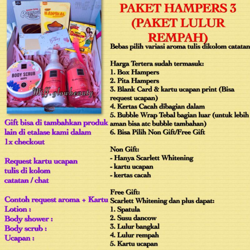 Miffglow - Hampers scarlett whitening body lotion kado unik kado cewek kado ulang tahun scarlett paket hemat