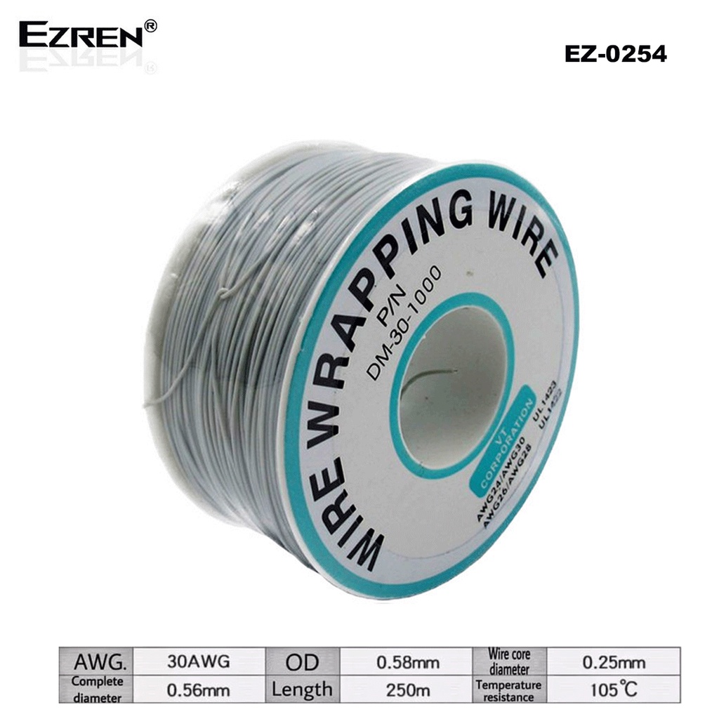 Ezren EZ-0254 Wire Wrapping Kawat Jumper Kabel PCB Breadboard Wrapping Abu-abu